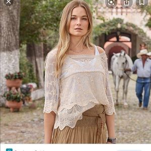 Sundance Catalog Esprit lace top Large New